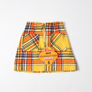 vintage 60s girl's mod plaid skirt, NOS with tags image 1