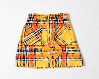 vintage 60s girl's mod plaid skirt, NOS with tags