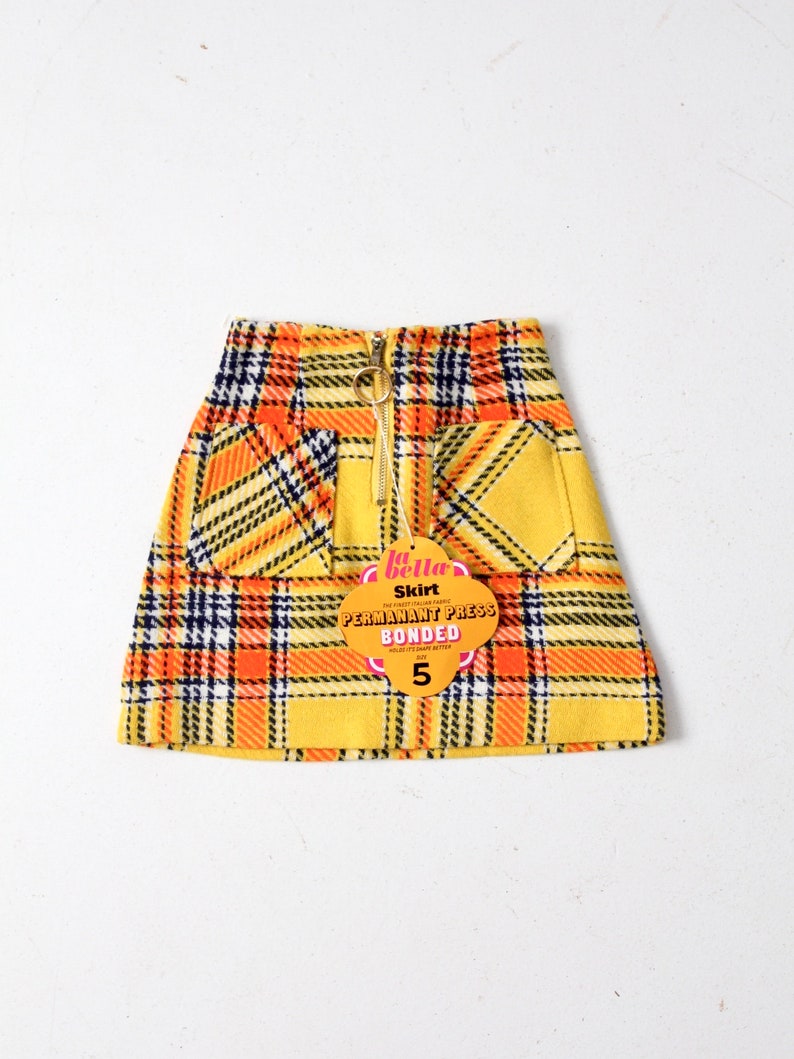 vintage 60s girl's mod plaid skirt, NOS with tags image 1