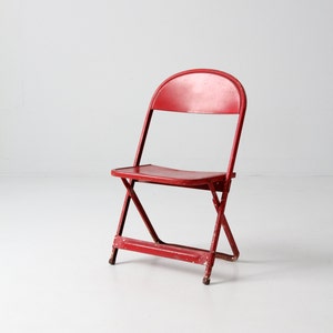 vintage children's chair, red folding chair image 1