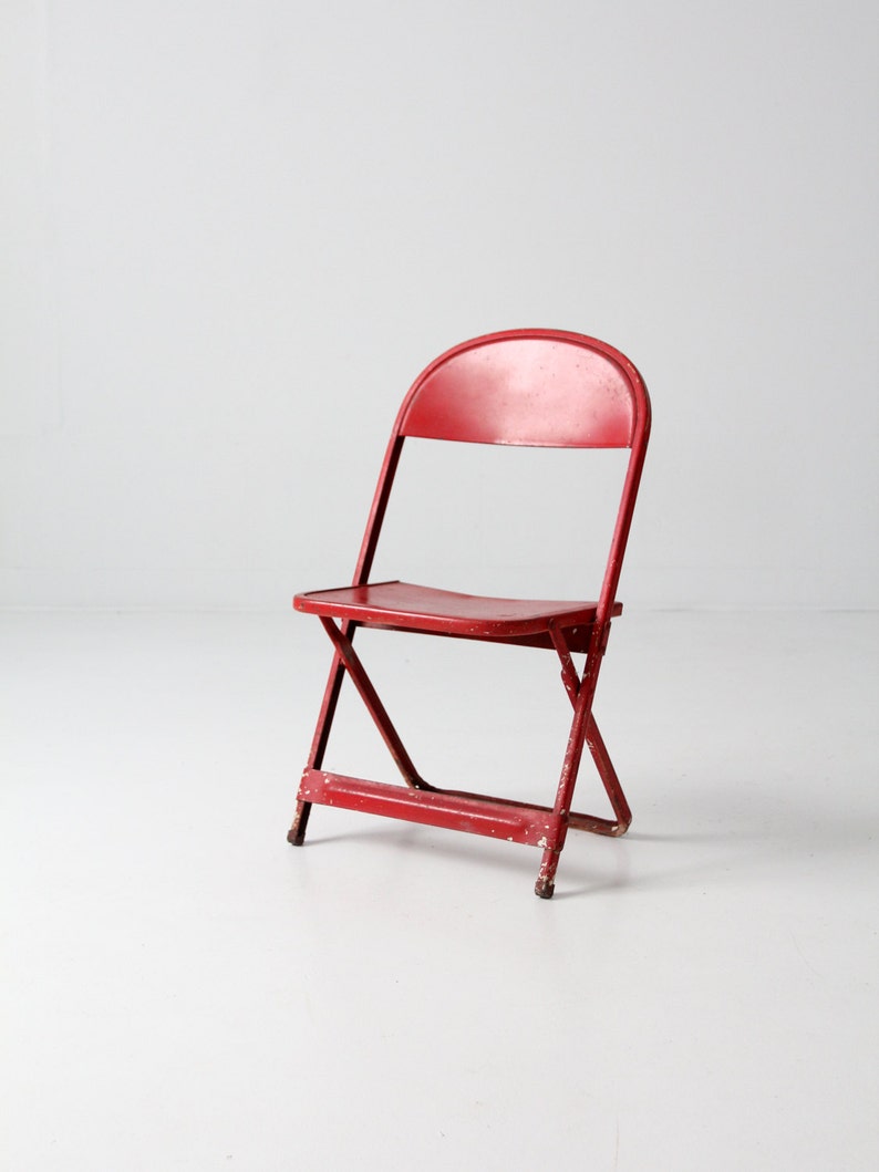 vintage children's chair, red folding chair image 1