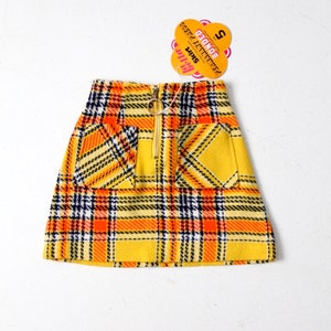 vintage 60s girl's mod plaid skirt, NOS with tags image 2