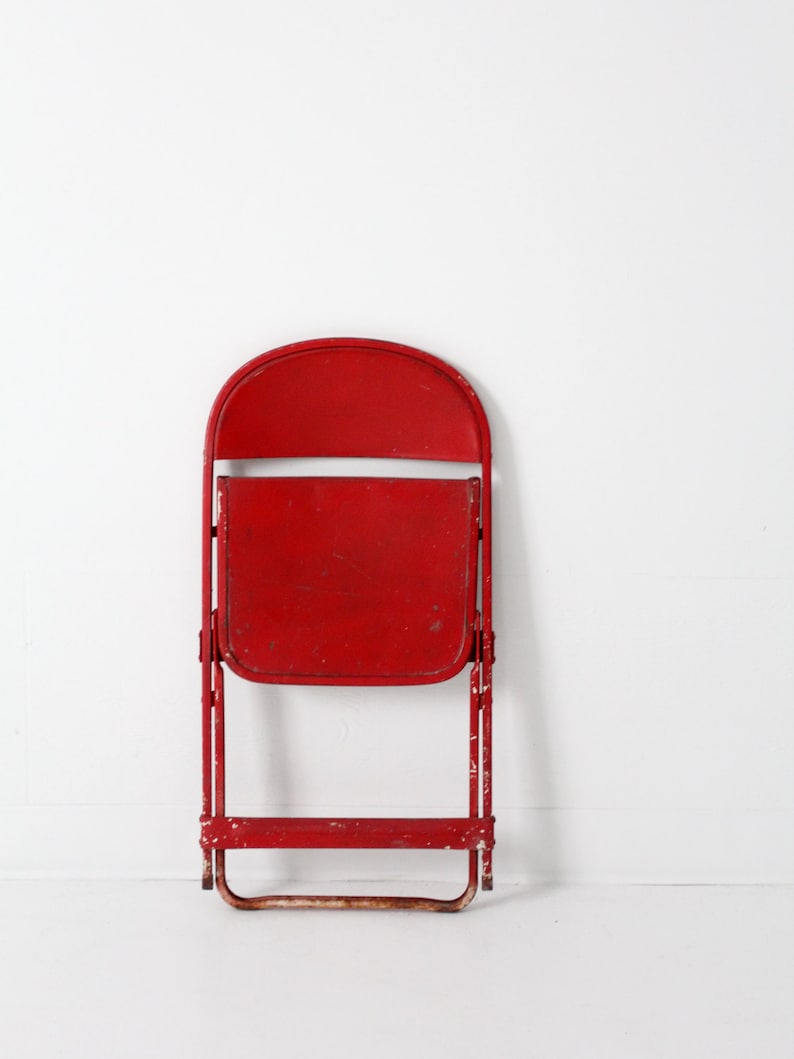 vintage children's chair, red folding chair image 5