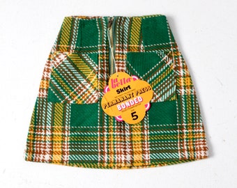 1960s vintage girls skirt, plaid skirt size 5, original tags NOS