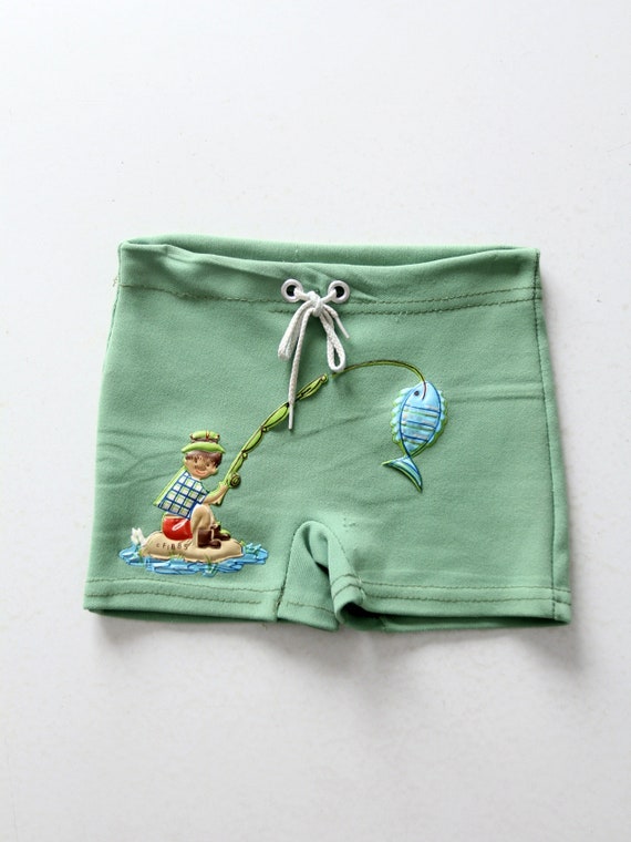 vintage kids swim trunks, boys swimsuit briefs - image 2