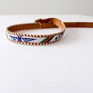 vintage kids western belt, 1950s beaded leather belt image 5