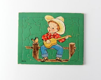 vintage SIFO Co puzzle, children's cowboy puzzle