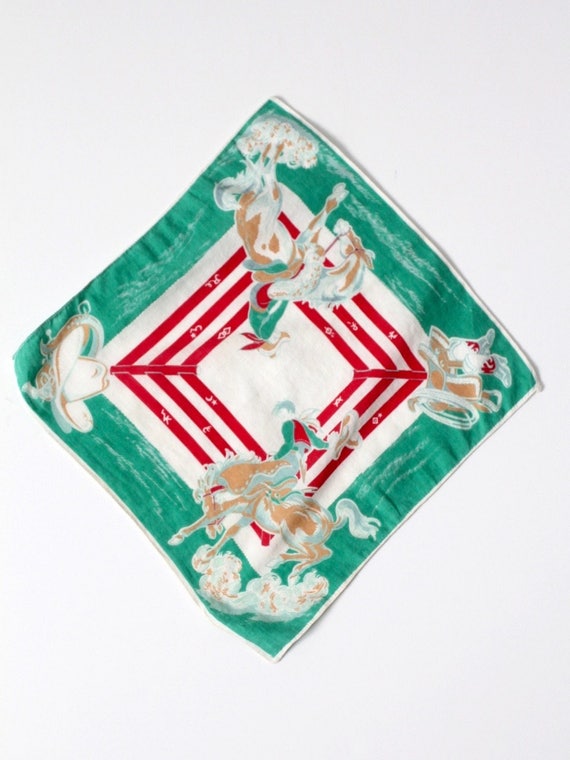 vintage children's western hankie, vintage kids sc