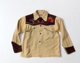 vintage kid's western shirt, 1950s cowboy shirt