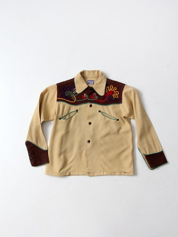 vintage kid's western shirt, 1950s cowboy shirt