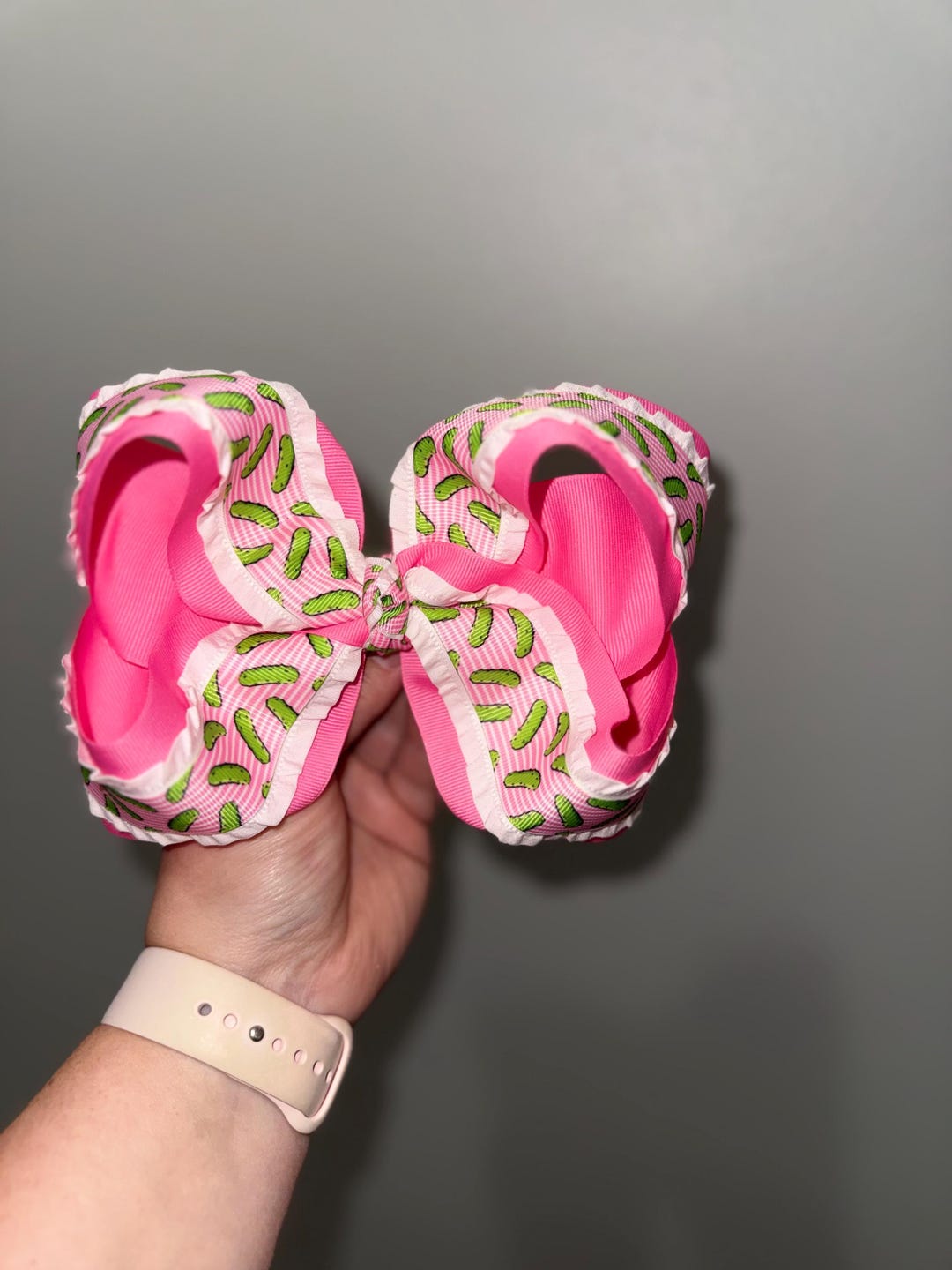 Pickle Ribbb Große Hot Pink Pickle & Rüschen Triple Layer Ribbon Bow - Etsy.de