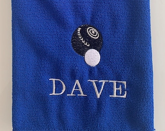 Personalised BOWLS Microfibre Towel  - 3 Fold Design with Hook - 40cm x 55cm