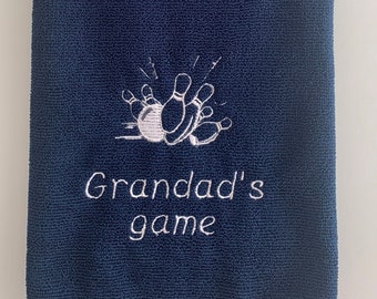Personalised BOWLING Trifold Microfibre Towel  - 3 Fold Design with Hook - 40cm x 55cm - Ten Pin Skittles