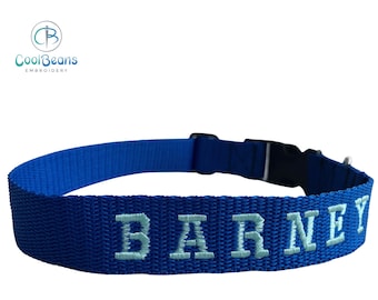 Personalised Embroidered 25mm Handmade Webbing Dog Collars