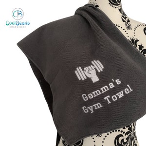 Personalised Gym Microfibre Towel  - choose size - 110cm x30cm - 30cm x50cm - 70cm x 140cm - Weights / Dumbbell
