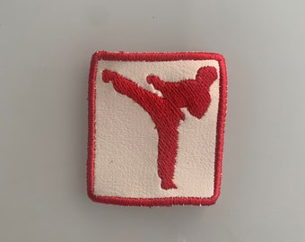 KARATE  Iron On Applique Patch Badge - Leather Look - Martial Arts