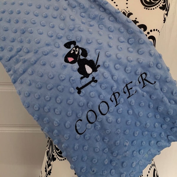 DOG Blanket Bubble Blanket - Embroidered Personalised 95cm x 75cm - puppy