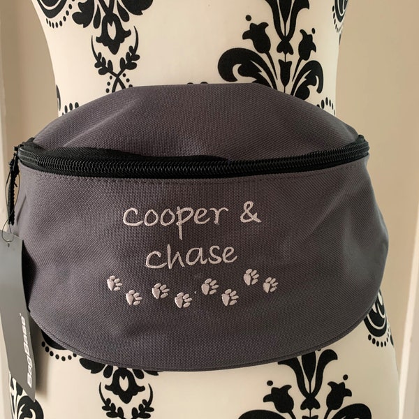 DOG WALKING BUMBAG Belt Bag Fanny Pack waist bag hip bag - Personalised Embroidery - BagBase - Colour choices