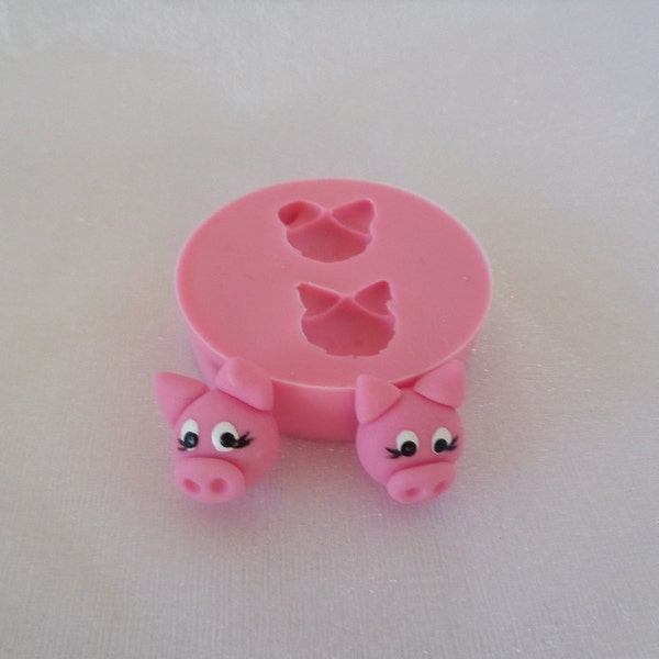 Amazing lovely cute pigs Silicone mold / mould for Hot glue, Scrapbooking, resin, polymer clay. Natu mold 037