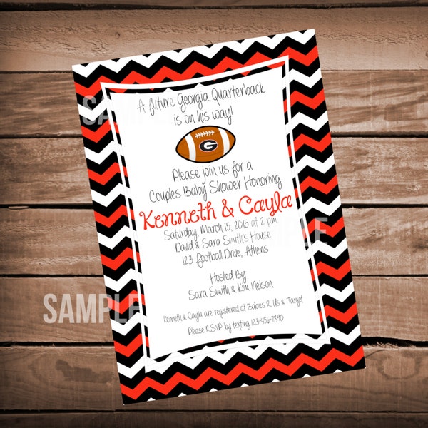 Georgia Baby Shower Invitation with Red and Black