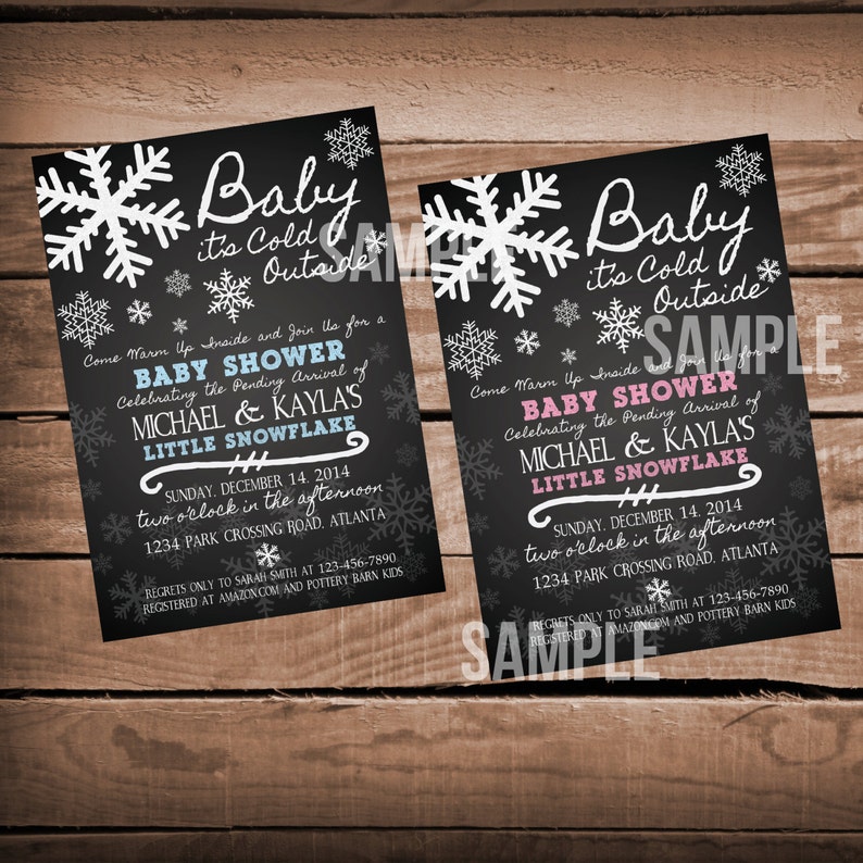 Chalkboard Baby It's Cold Outside Baby Shower Invitation Etsy