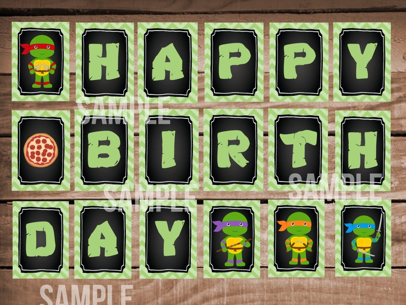 Teenage Mutant Ninja Turtles Printable Birthday Banner TMNT