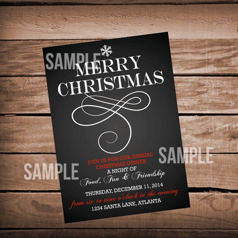 Elegant Christmas Party Invitation Christmas Dinner | Etsy