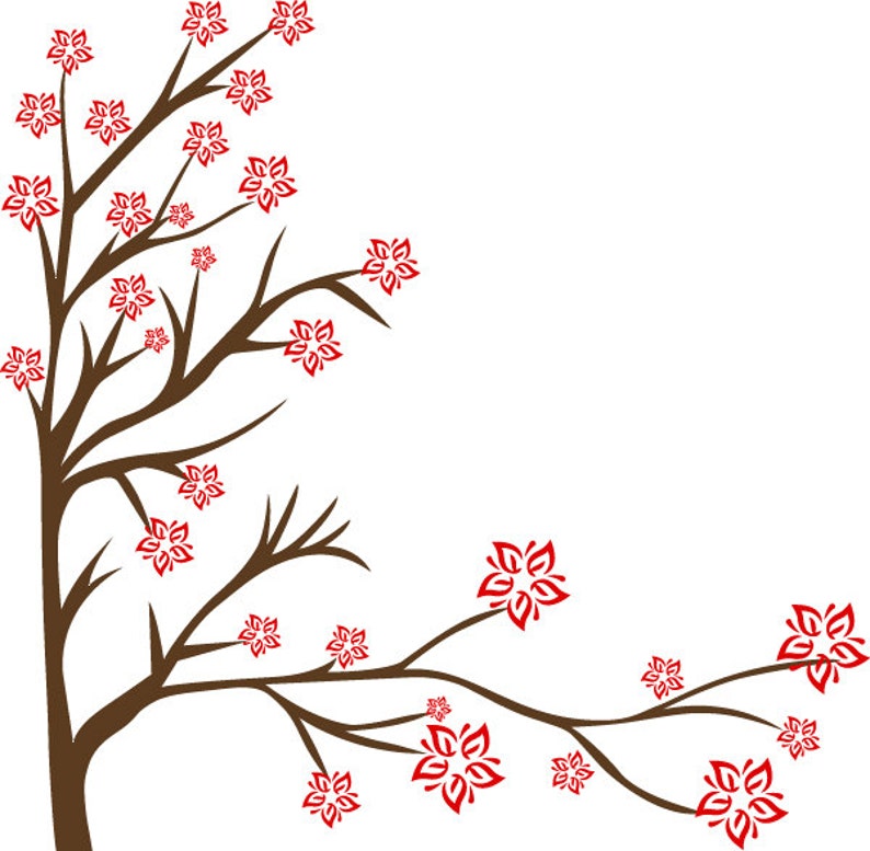 Japanesestyle Tree Wall Decal Art Home Deco Vynil Living Room Etsy