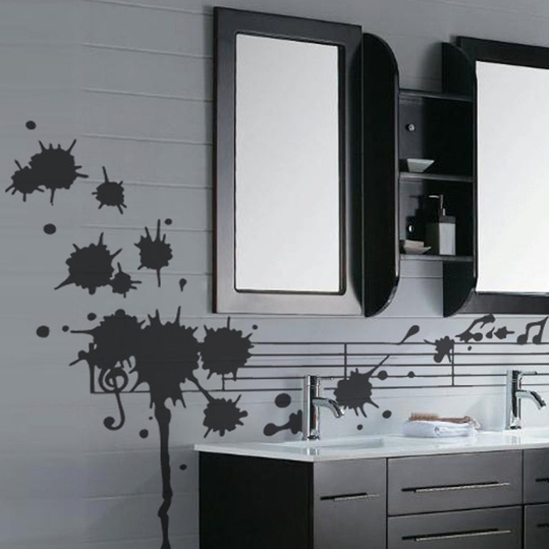 Splattered Stave Sticker Wall Decal Art Home Deco Vynil Living Room Bedroom Office decor Bar