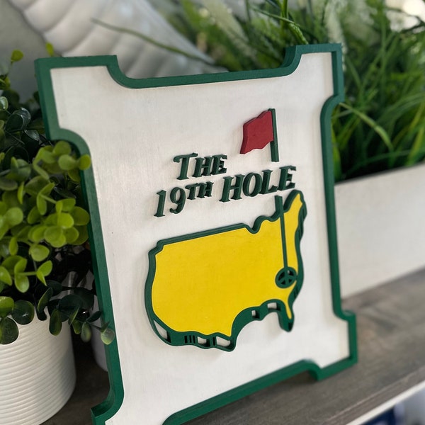 19th Hole The Masters Golf Sign for Bar, 19th hole man cave, 19th hole wall decor, Golf wall decor, The Masters Personalized Golf Bar Sign