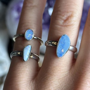 Boulder Opal .925 Sterling Silver Ring: Australian Gemstone