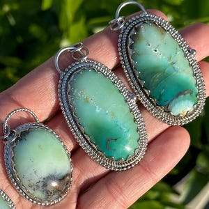 Large Opalina necklace, pendant necklace, sterling silver