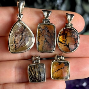 Dendritische kwartshangerketting, .925 sterlingzilver, gefacetteerd, vierkant, driehoekig