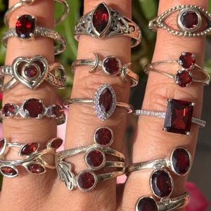 Garnet ring, sterling silver, .925, January Birthstone. Restocked