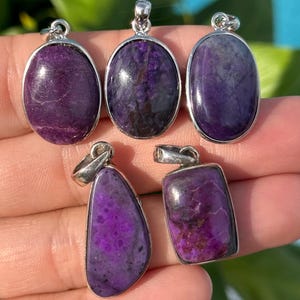 Sugilite pendant necklace, .925 sterling silver
