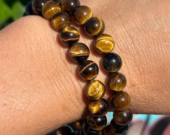 8mm Tiger Eye Bracelet: Crystal Gemstone Stretch Bracelet