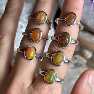 Ethiopian Fire Opal Crystal Ring: .925 Sterling Silver