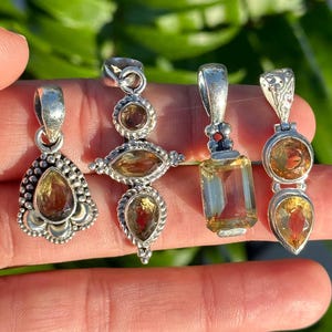 Citrine necklace, sterling silver, citrine pendant, November birthstone, yellow crystal, birthday gift, faceted