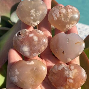 Flower Agate Heart, Healing Crystal, Protection Stone