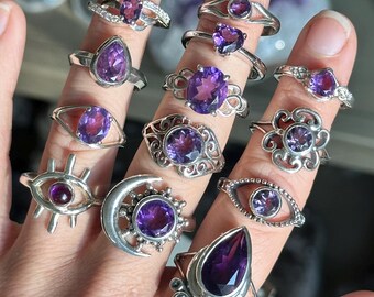 ブルーカイヤナイトの調節可能なリング、925スターリングシルバー