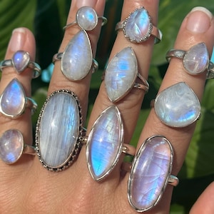 Rainbow moonstone ring, .925 silver, sterling ring, June Birthstone, faceted, solitaire
