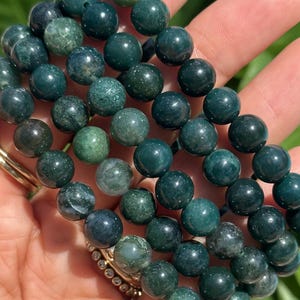 8mm Moss Agate Bracelet: Crystal Gemstone Jewelry