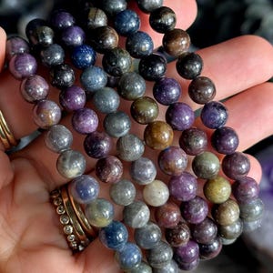 Ruby Sapphire Mix Gemstone Bead Bracelet: 7mm Crystal Jewelry
