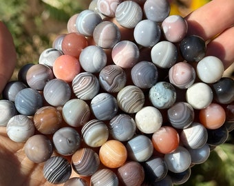 Botswana  agate crystal beaded bracelet,  12mm