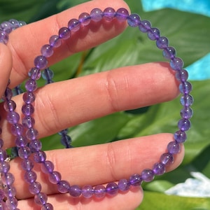 4mm Amethyst Bracelet: Minimalist Crystal Gemstone Beaded Stretch Bracelet