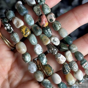 High quality 6mm Tumbled Ocean Jasper Bracelet: Crystal Gemstone Jewelry