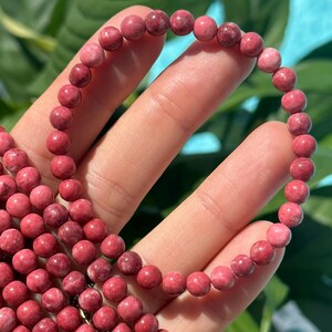 Thulite bead bracelet, 6mm, rare