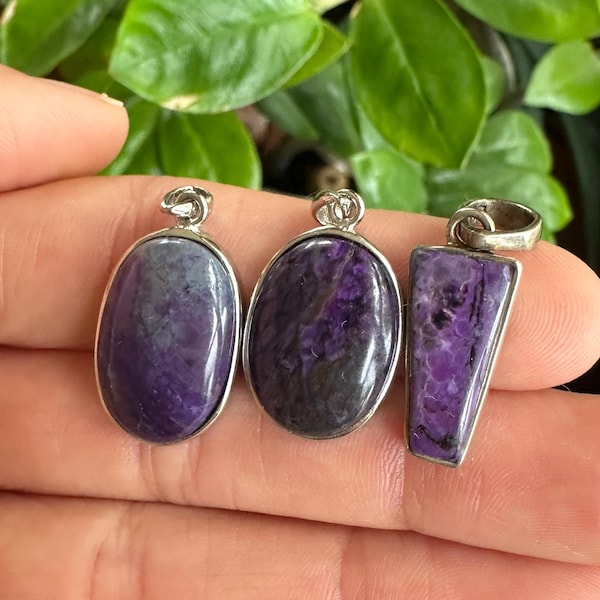 Sugilite pendant necklace, .925 sterling silver