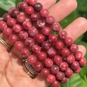 Thulite bead bracelet, 8mm, rare