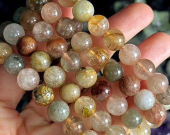 10 mm ミックスルチルクォーツ クリスタル ブレスレット（ストレッチ）